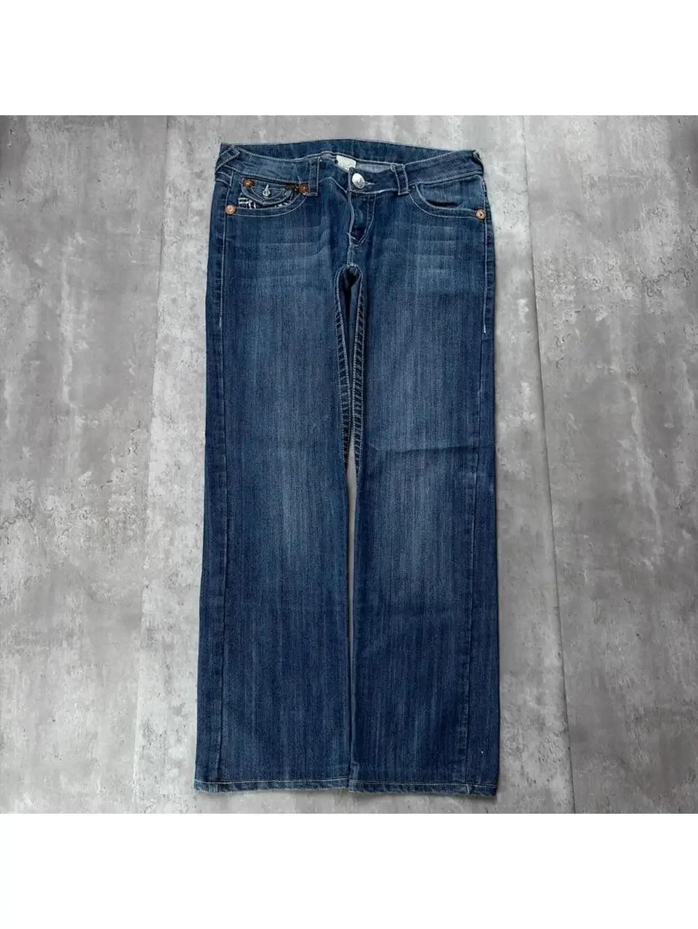Y2K Blue True Religion Grunge Straight Denim Jeans